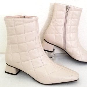 NAPOLEONI ITALIAN DESIGNER QUILTED NAPA LEATHER ANKLE BOOTS LECHE 39(US8)NIB!